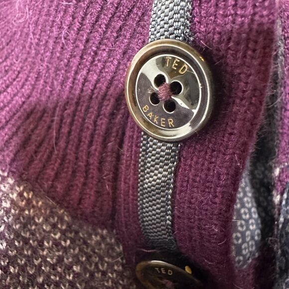 Ted Baker Sweater Mens S Maroon Wool Alpaca Pullover Henley Tweed Preppy Classic - Picture 8 of 13
